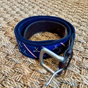 Vineyard Vines Hockey Canvas Club Belt, Size 32 Preowned